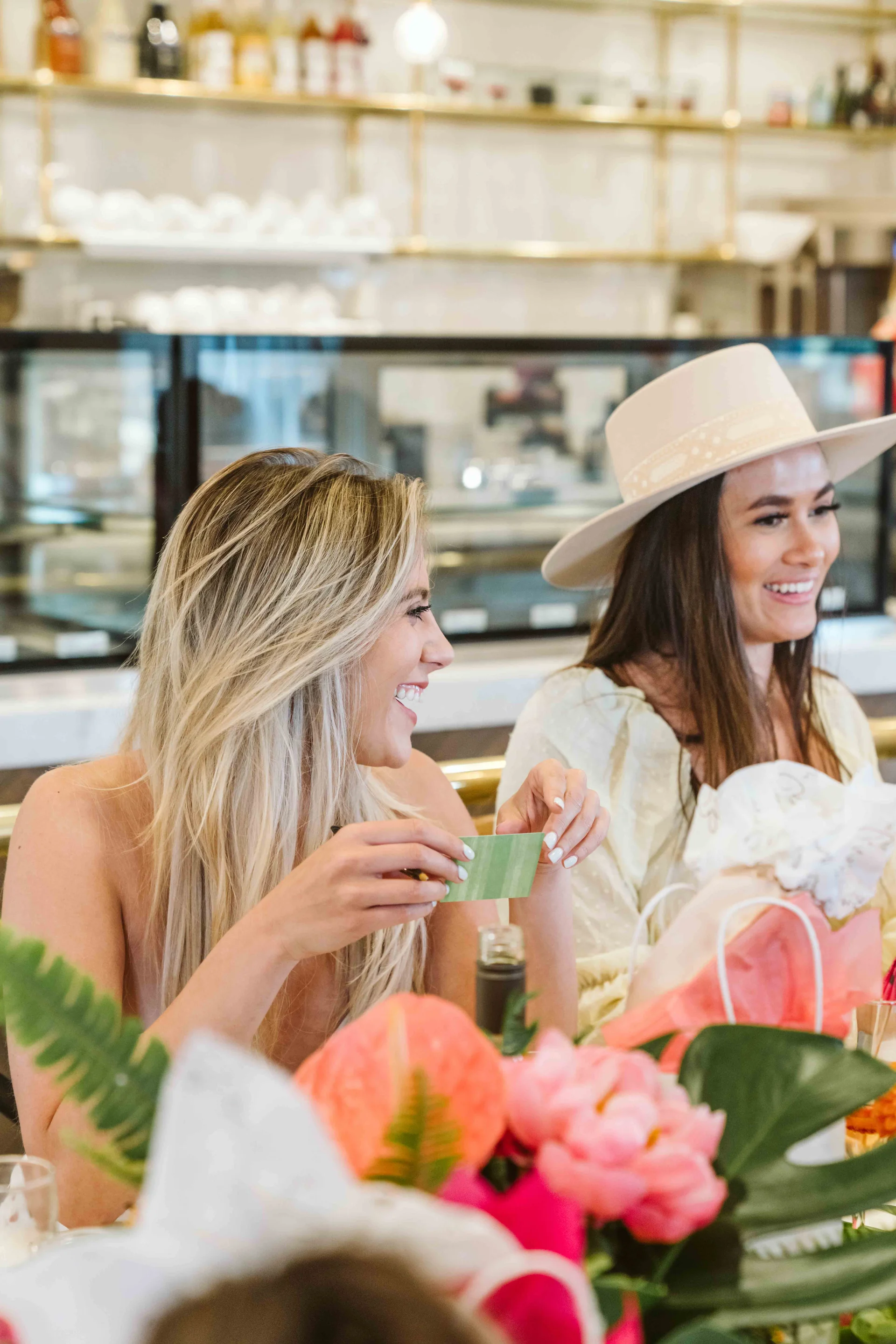 Two women talking across the dinner table