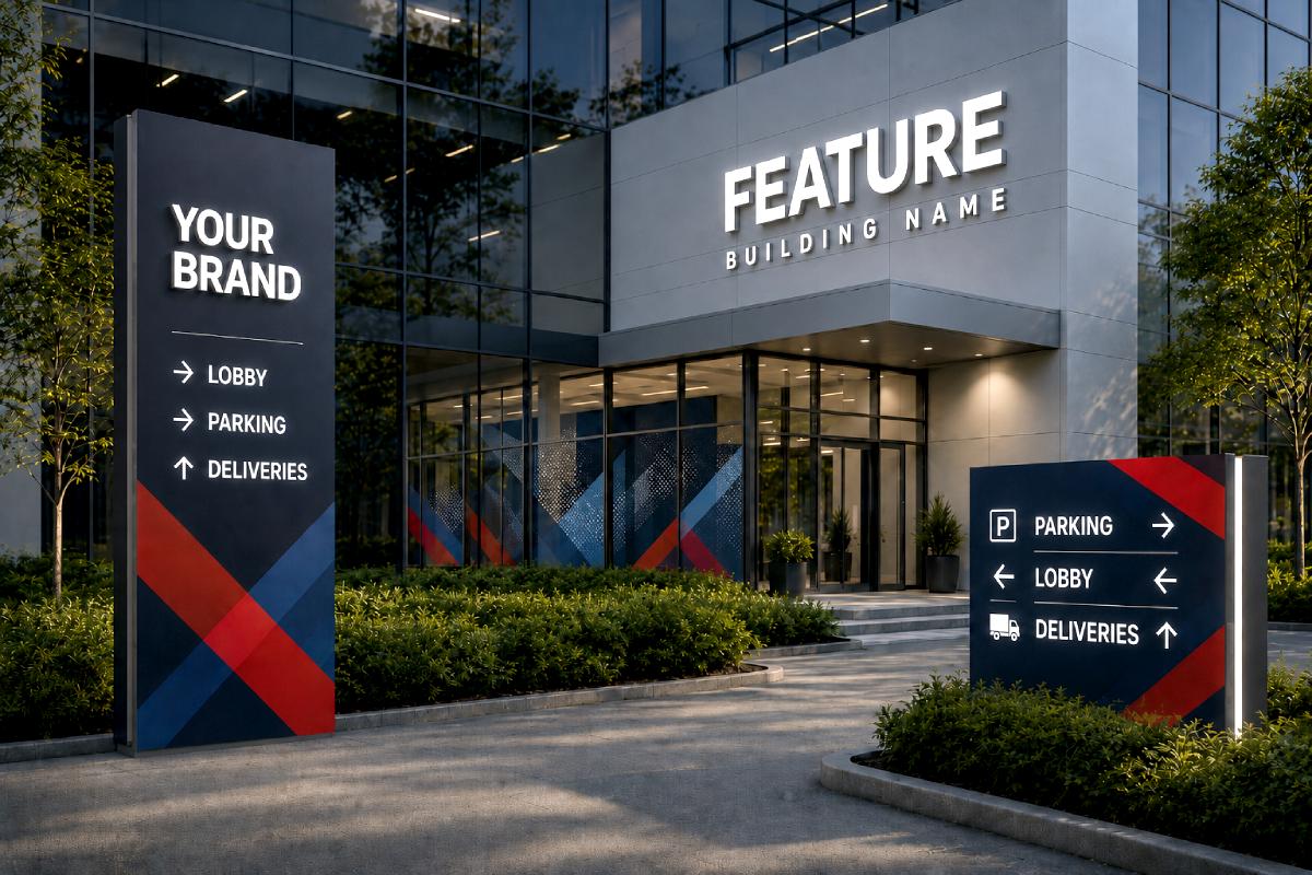 building branding solutions in Abu Dhabi for commercial properties