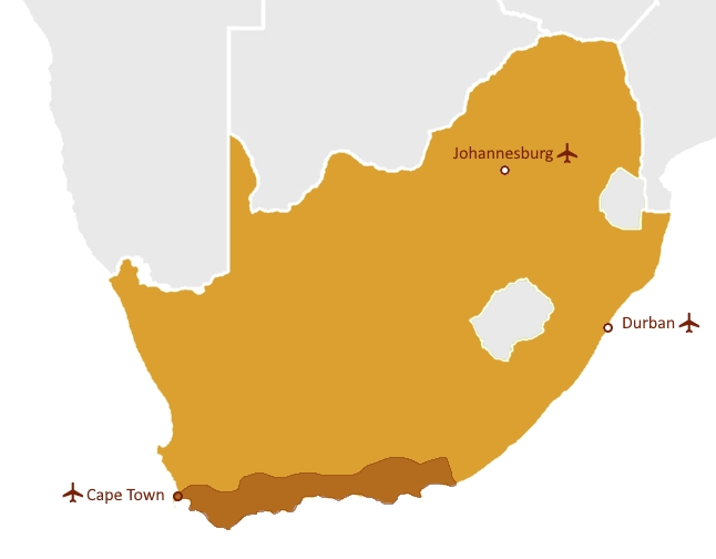 Karte, die die Kapregion zeigt