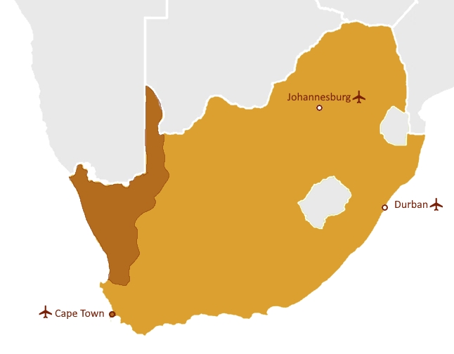 Karte Westküste & Kalahari