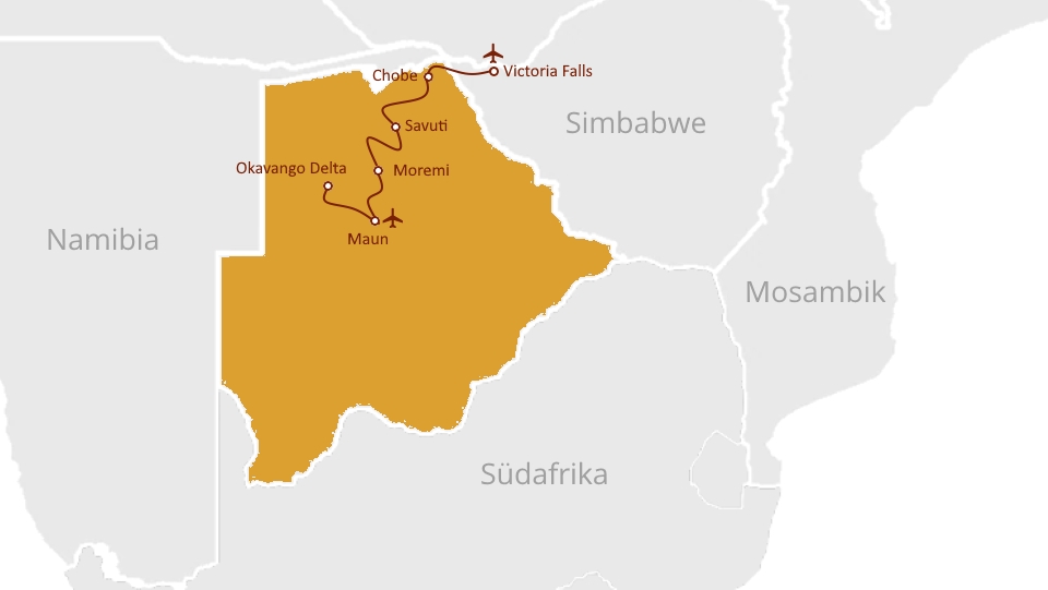 Botswana Baobabs & Okavango Delta – Reiseroute