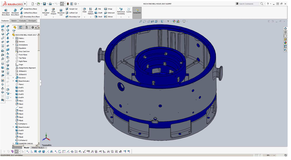 EMNOR Mechanical Inc. | Siemens-Allis-Chalmers Nuclear Safety Motor Endbell 3D CAD Model