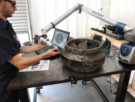 EMNOR Mechanical Inc. | Worthington 18-Inch QL Worn Pump Impeller Coordinate Measurement