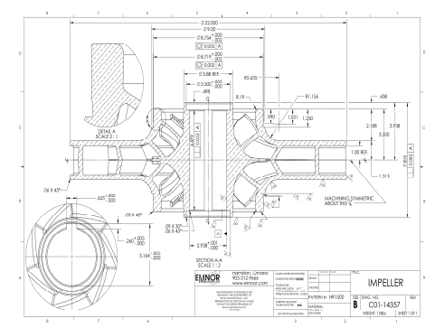 EMNOR Mechanical Inc. | Allis Chalmers Type S Rotating Element Impeller Machining Drawing
