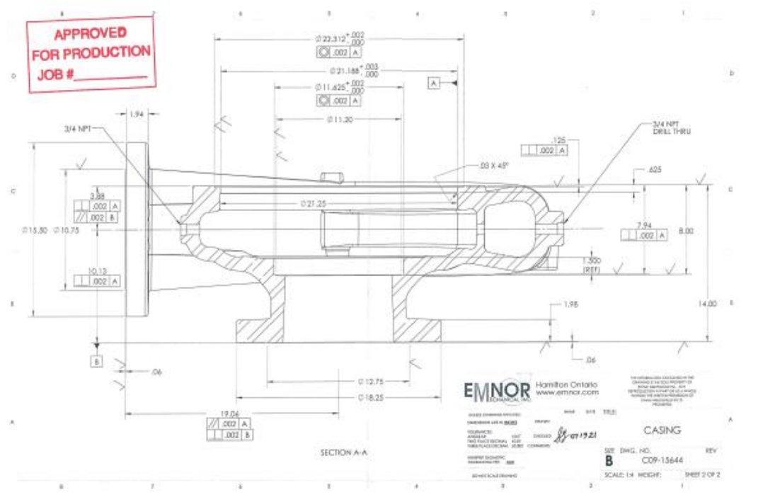 EMNOR Mechanical Inc. | Ingersoll Rand 8x10x21 API Pump Typical Machining Drawing