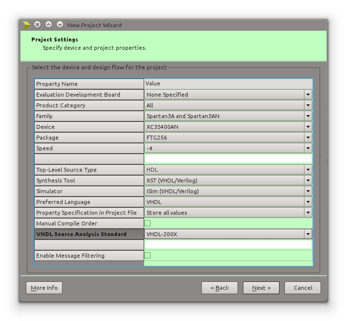 Figure 2: New Project Settings