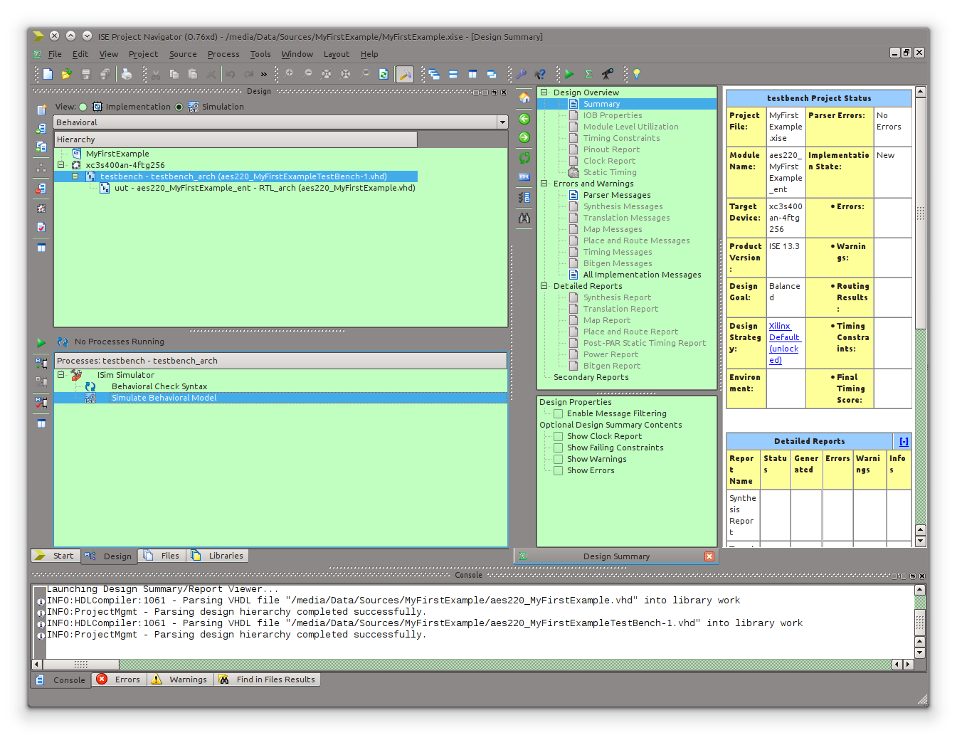 Figure 5: Launching the Simulation