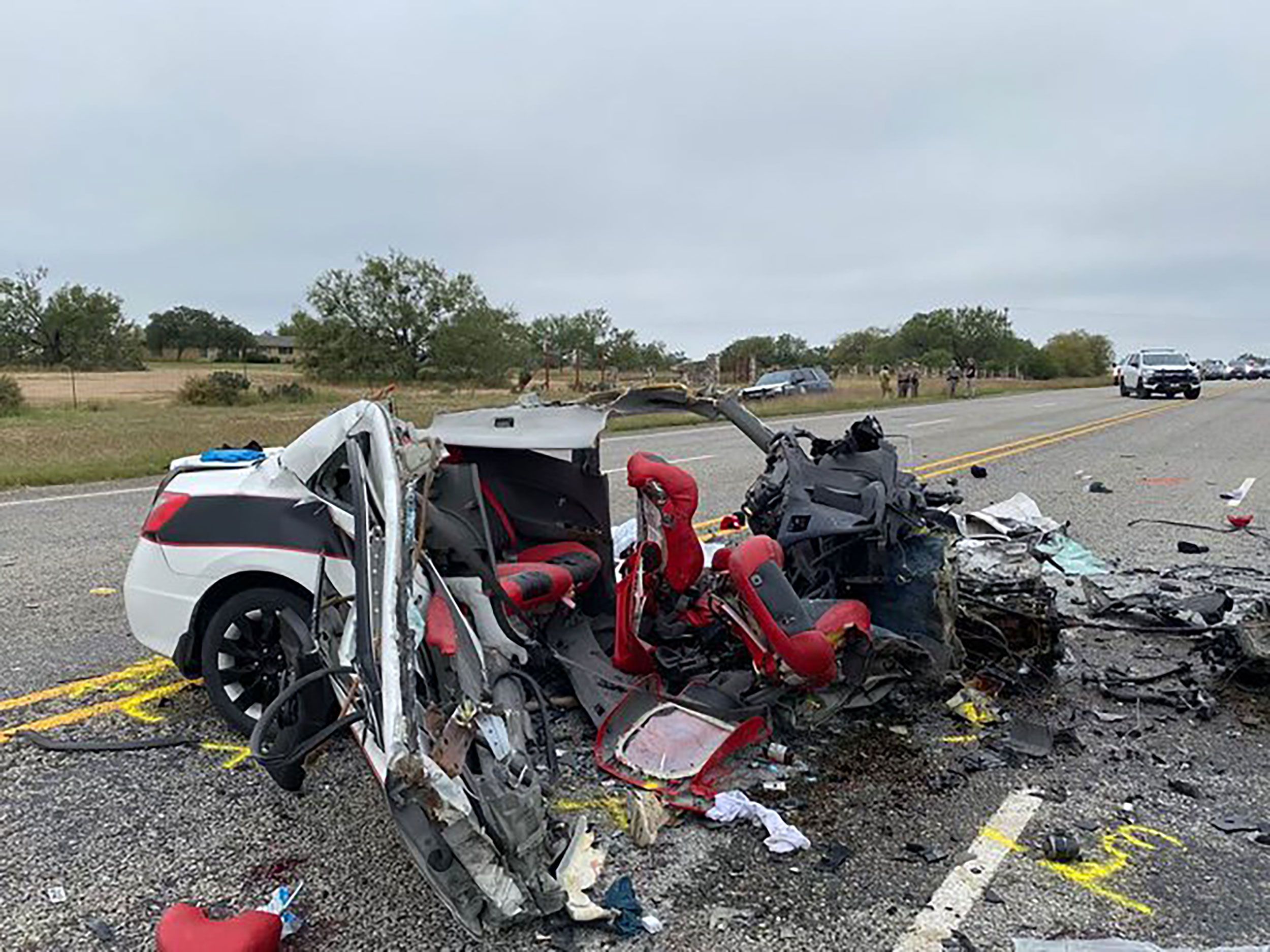 Severely destroyed fatal car accident picture