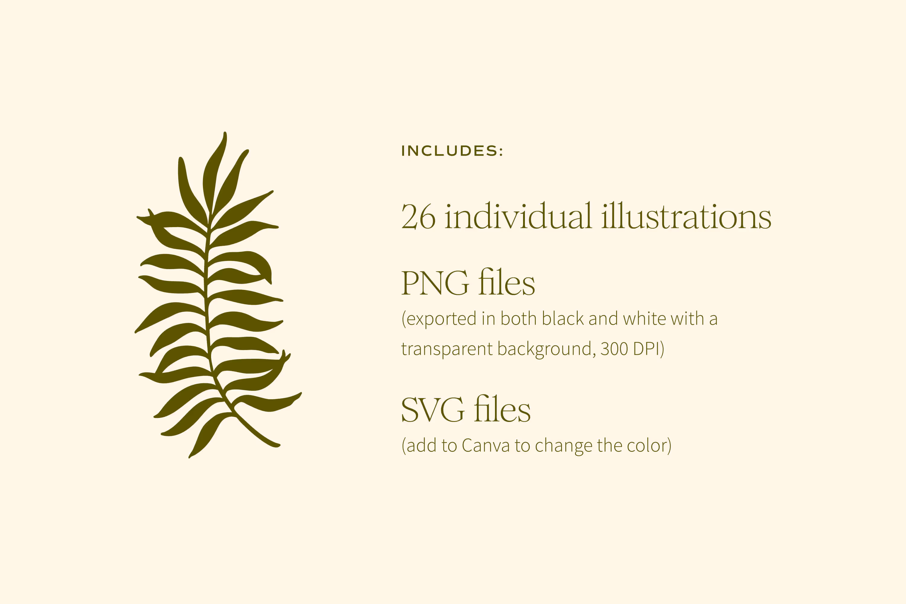 floral and foliage illustration set details on what is included