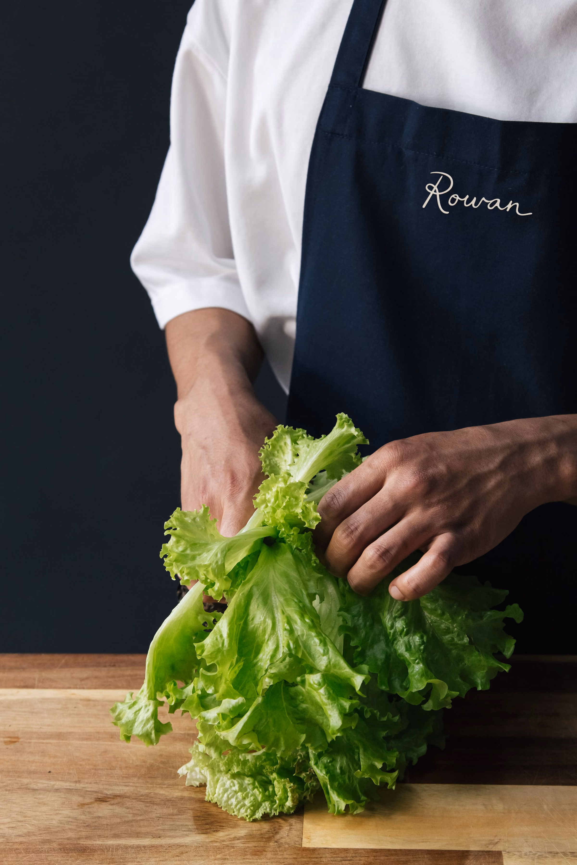 Rowan logo on restaurant apron