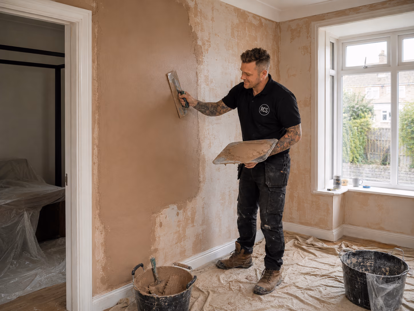 Plastering a wall