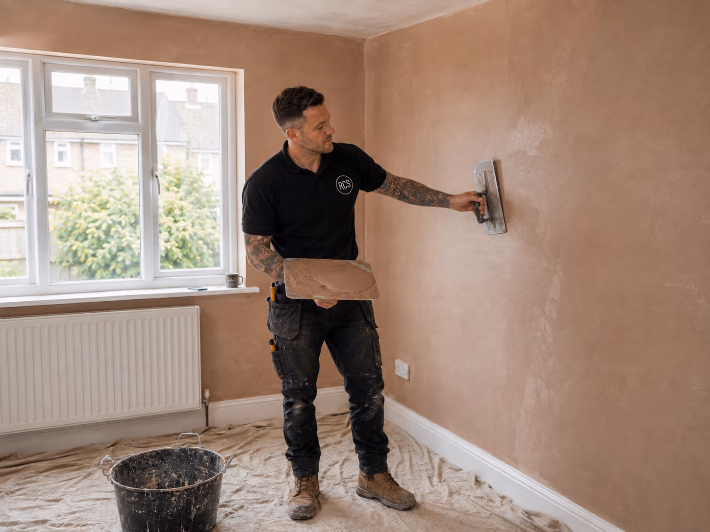 Smooth plastered walls ready for decorating