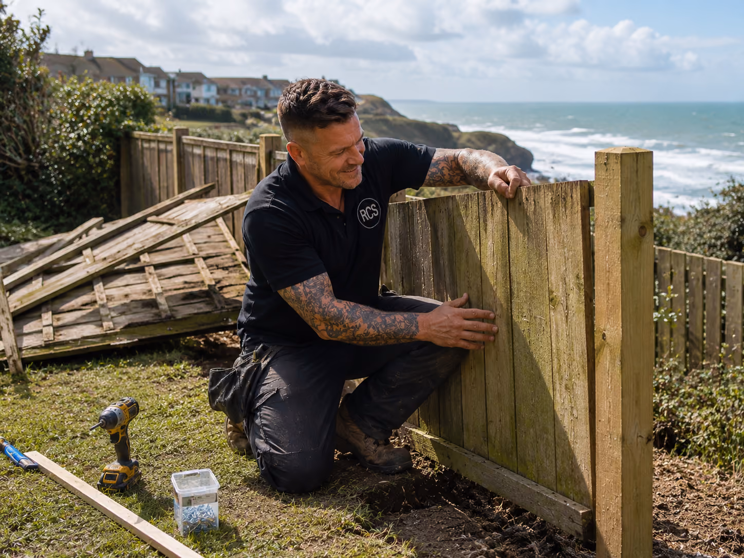 Storm-damaged fencing replaced
