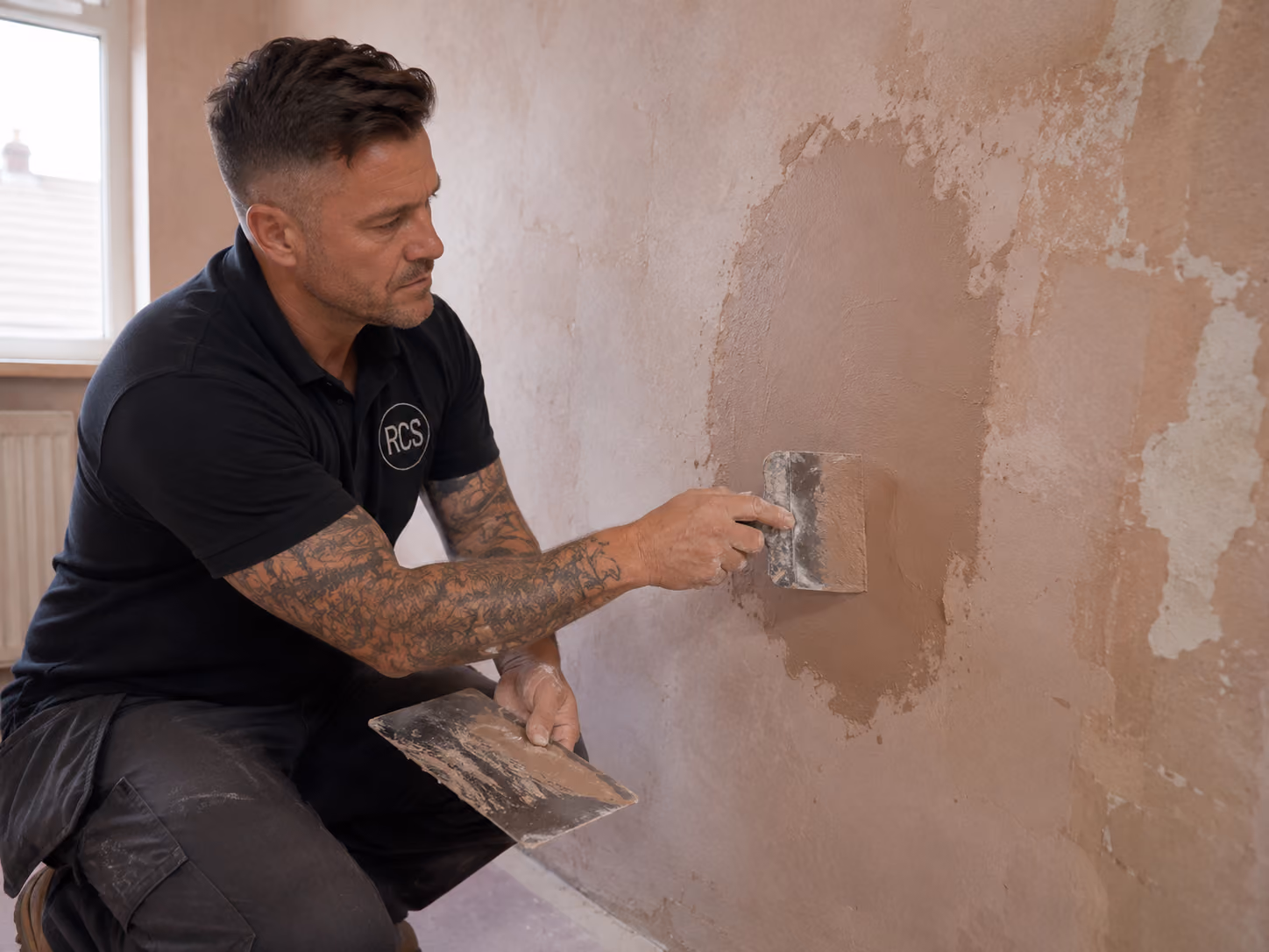 Seamless plaster patch repair after crack damage