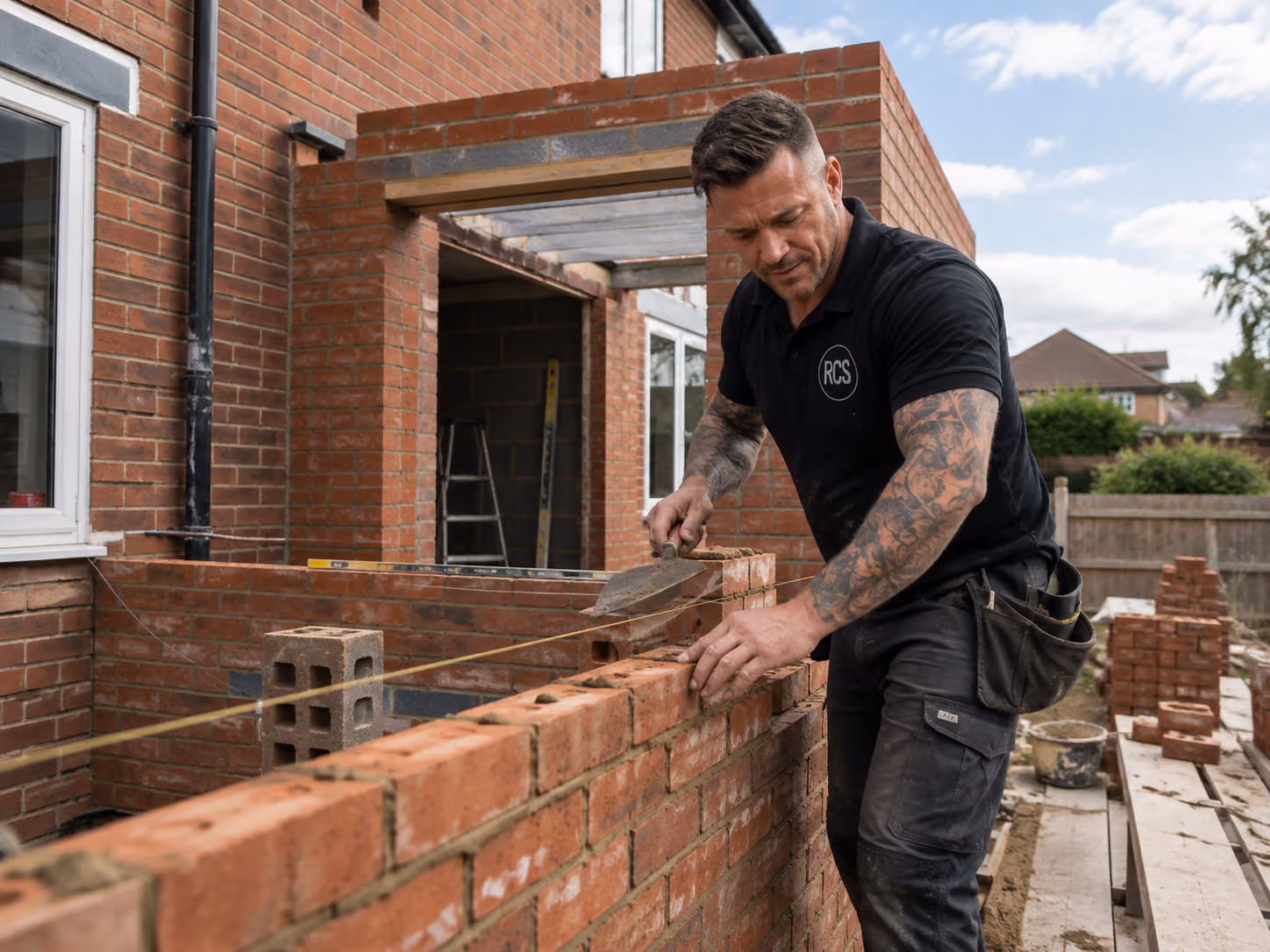 Neat bricklaying for house extension project