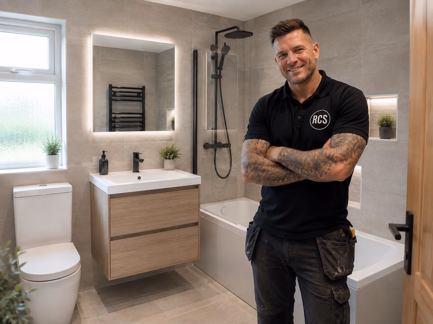 Modern bathroom suite installation