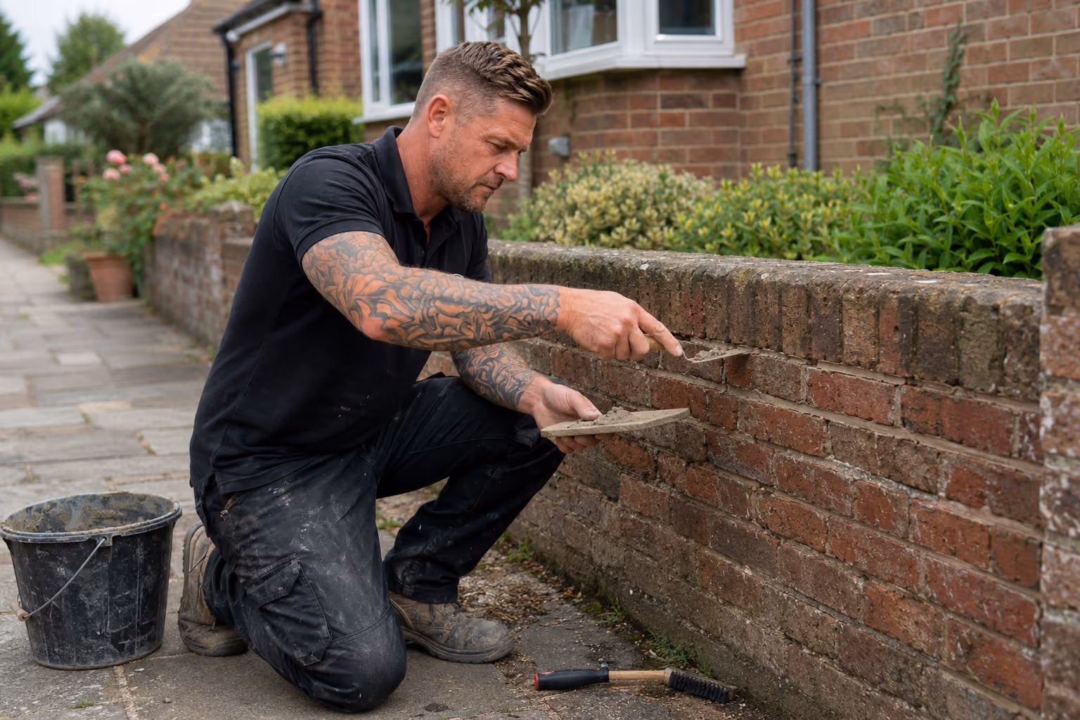 Garden wall repointing project completed
