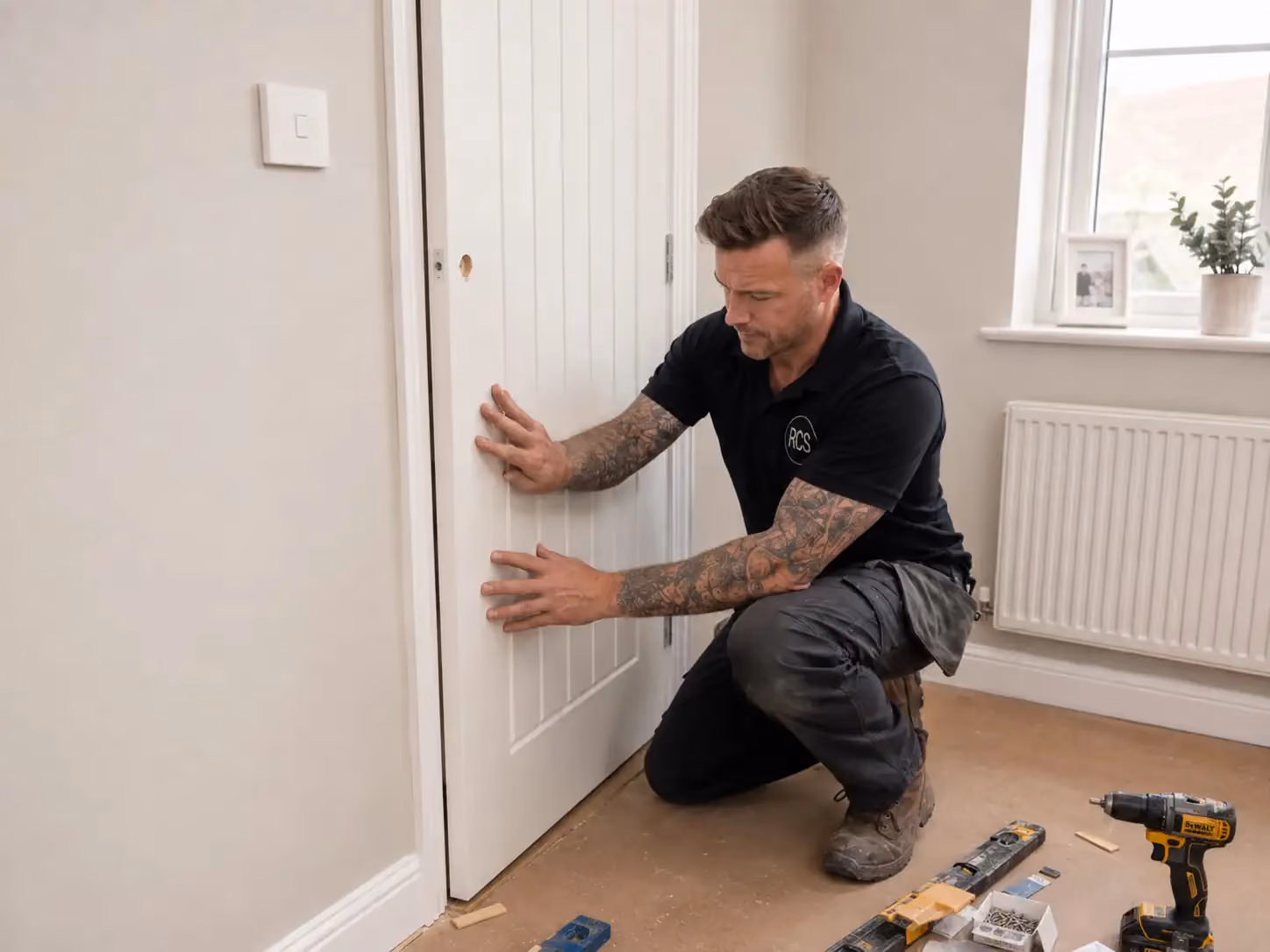 Internal oak door fitted