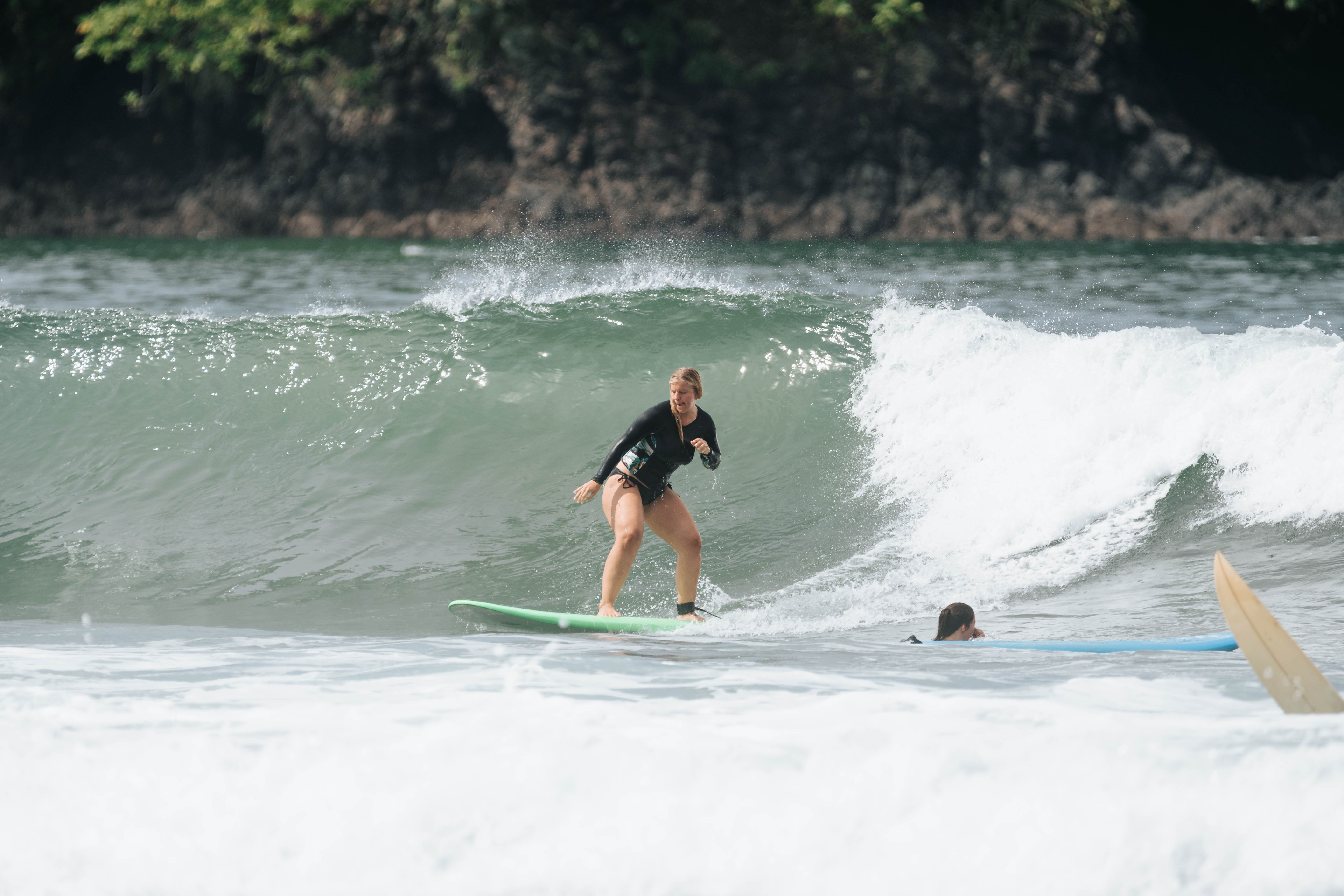 Surfer riding a wave