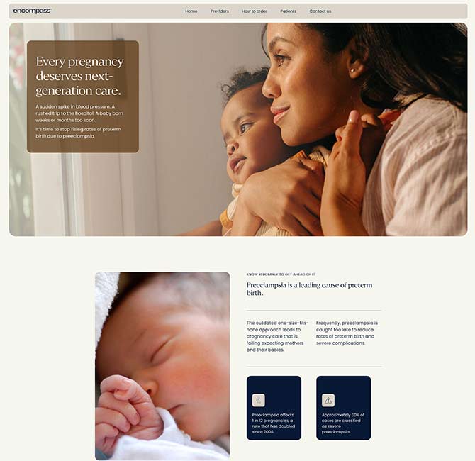 Encompass Test by Mirvie website design