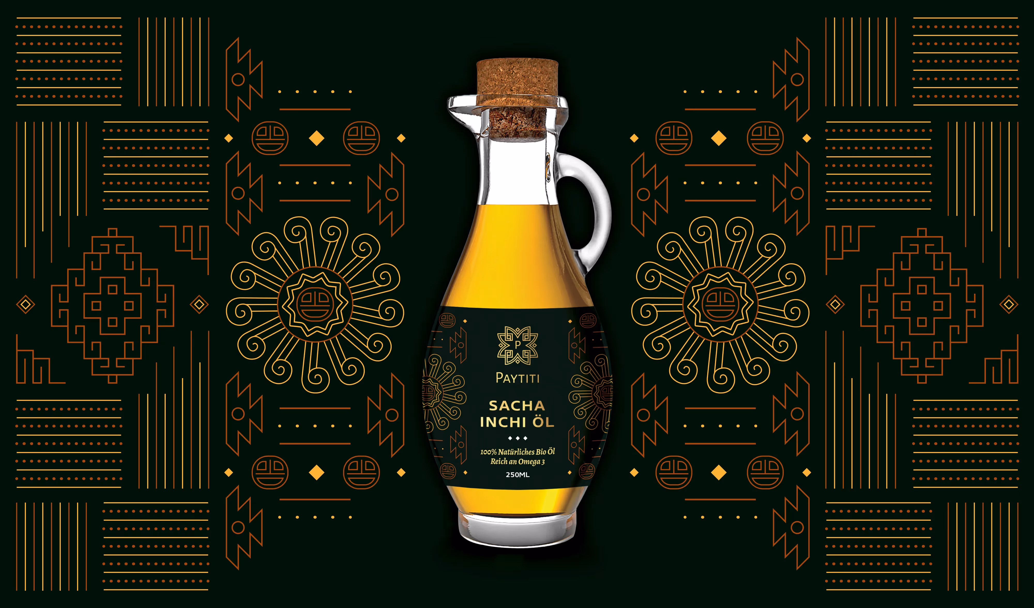 Christina Thiele - Peruvian Pattern & Bottle Label Design for Paytiti's Sacha Inchi Oil