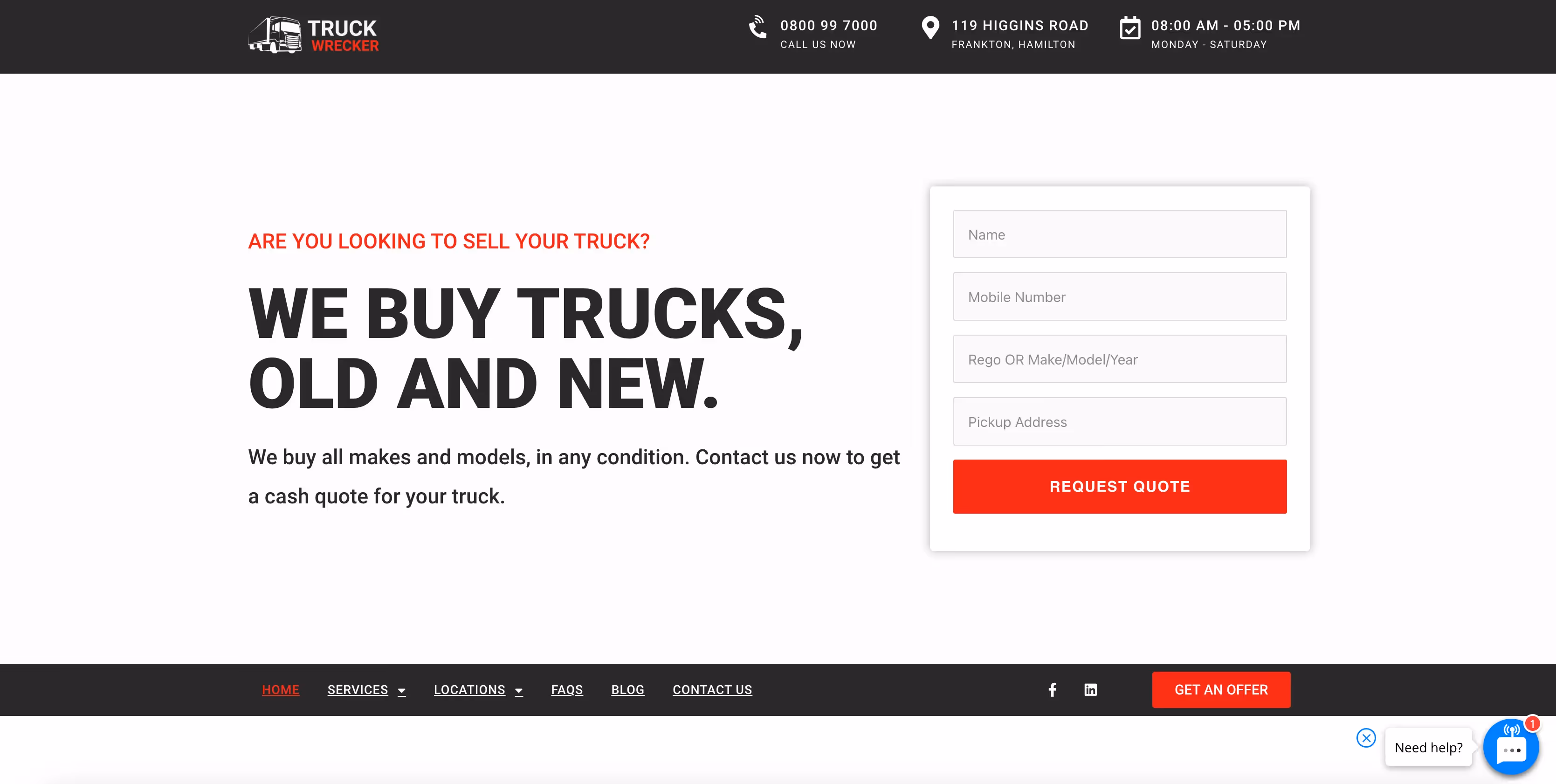 Shubham Goyal - Website Design for Truck Wreckers New Zealand