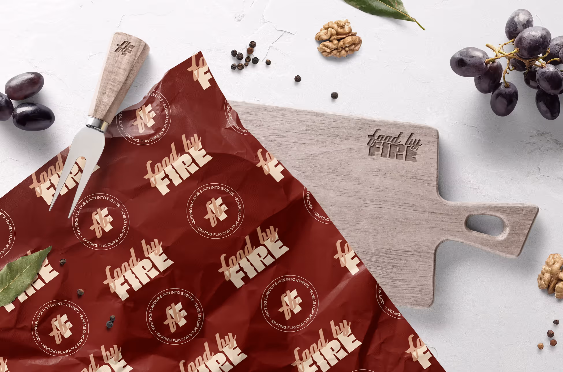 Jo Cao - Rebranding for Food by Fire: Bold Visual Identity & Collateral