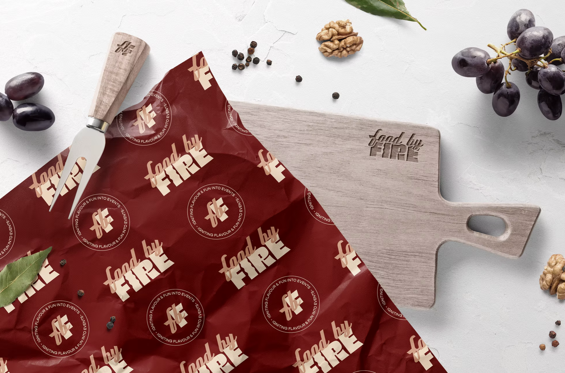 Jo Cao - Rebranding for Food by Fire: Bold Visual Identity & Collateral