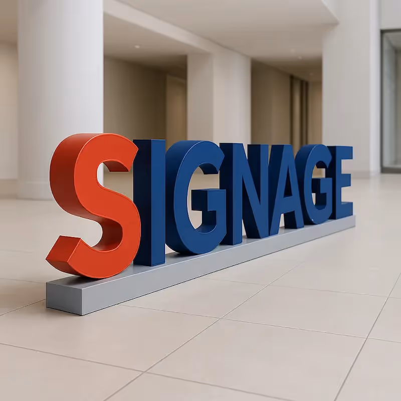 Large architectural letters with floor mounting for interior brand installations.