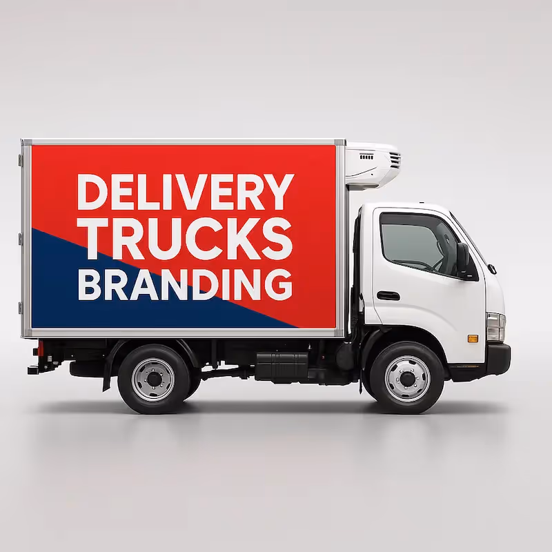 Three-sided commercial truck wraps for box sides and rear advertising.