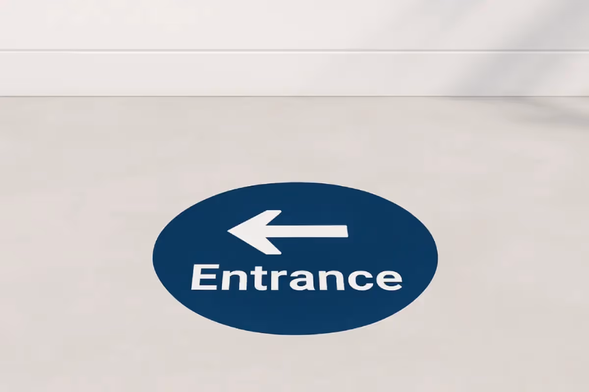 Slip-resistant printed vinyl graphics for high-traffic commercial floor surfaces.