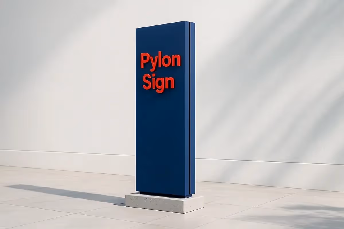 Tall freestanding ground-mounted signs with engineered foundations for roadside advertising.