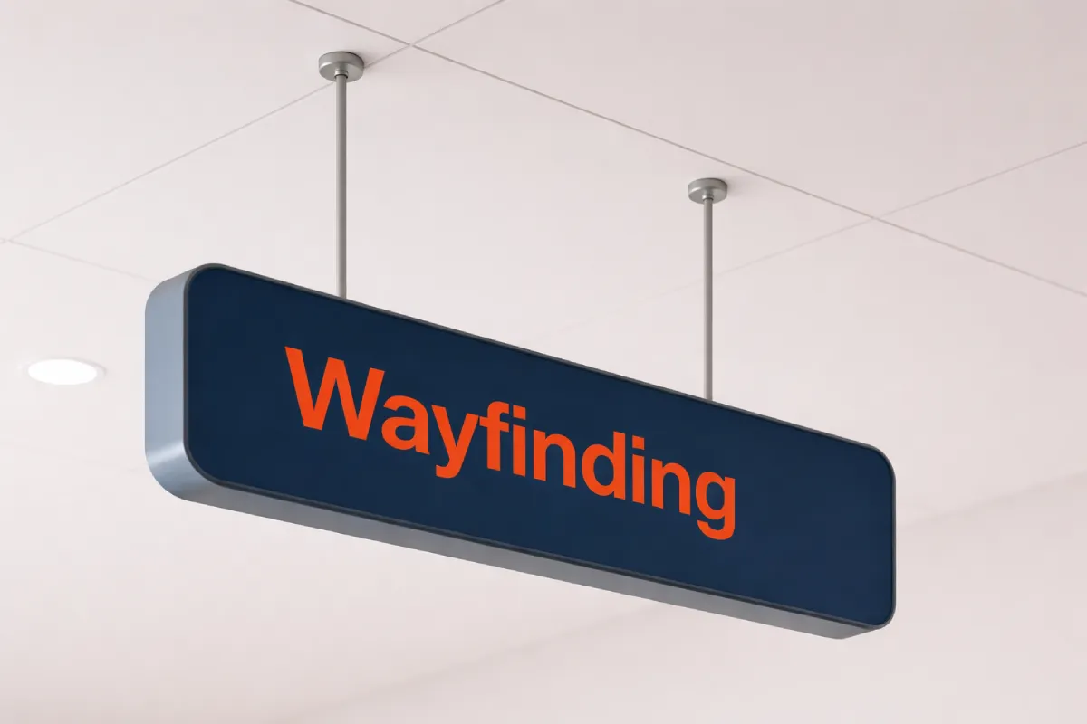 Comprehensive directional sign systems for building navigation and room identification.