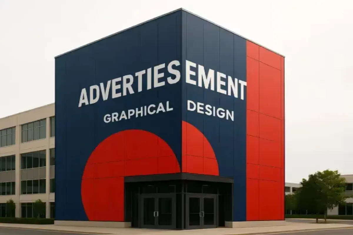 Full building coverage graphics with perforated material for large structures.
