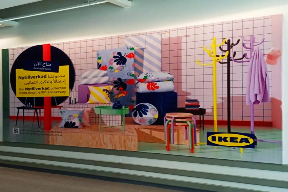 low angle close up shot of Tazweed wall branding and decals for inteior offfice and meeting room 