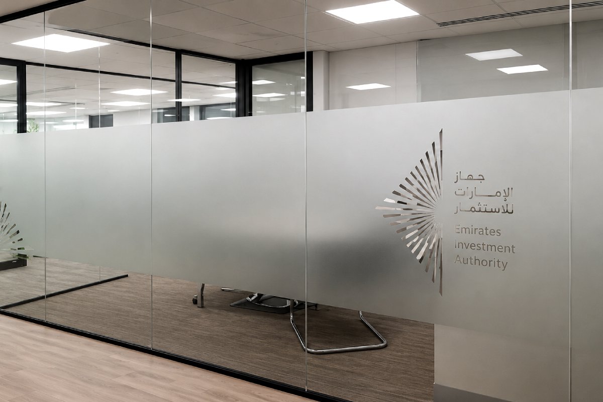 frosted glass office branding for EIA in ABu Dhabi