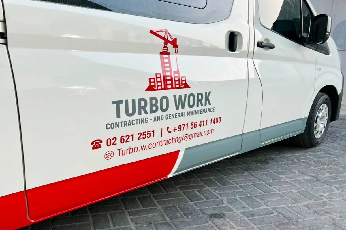 die-cut decals for Turbo Work Abu Dhabi