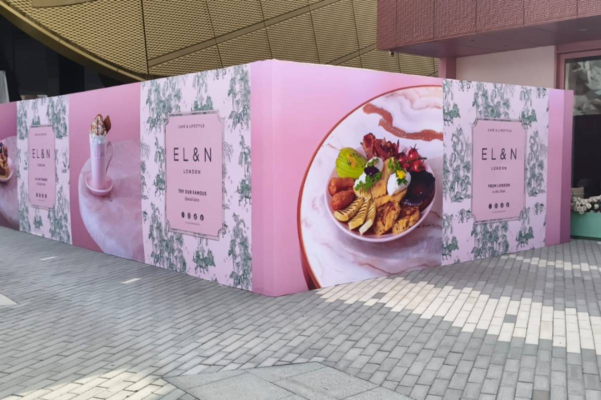 EL&N London pink hoarding branding