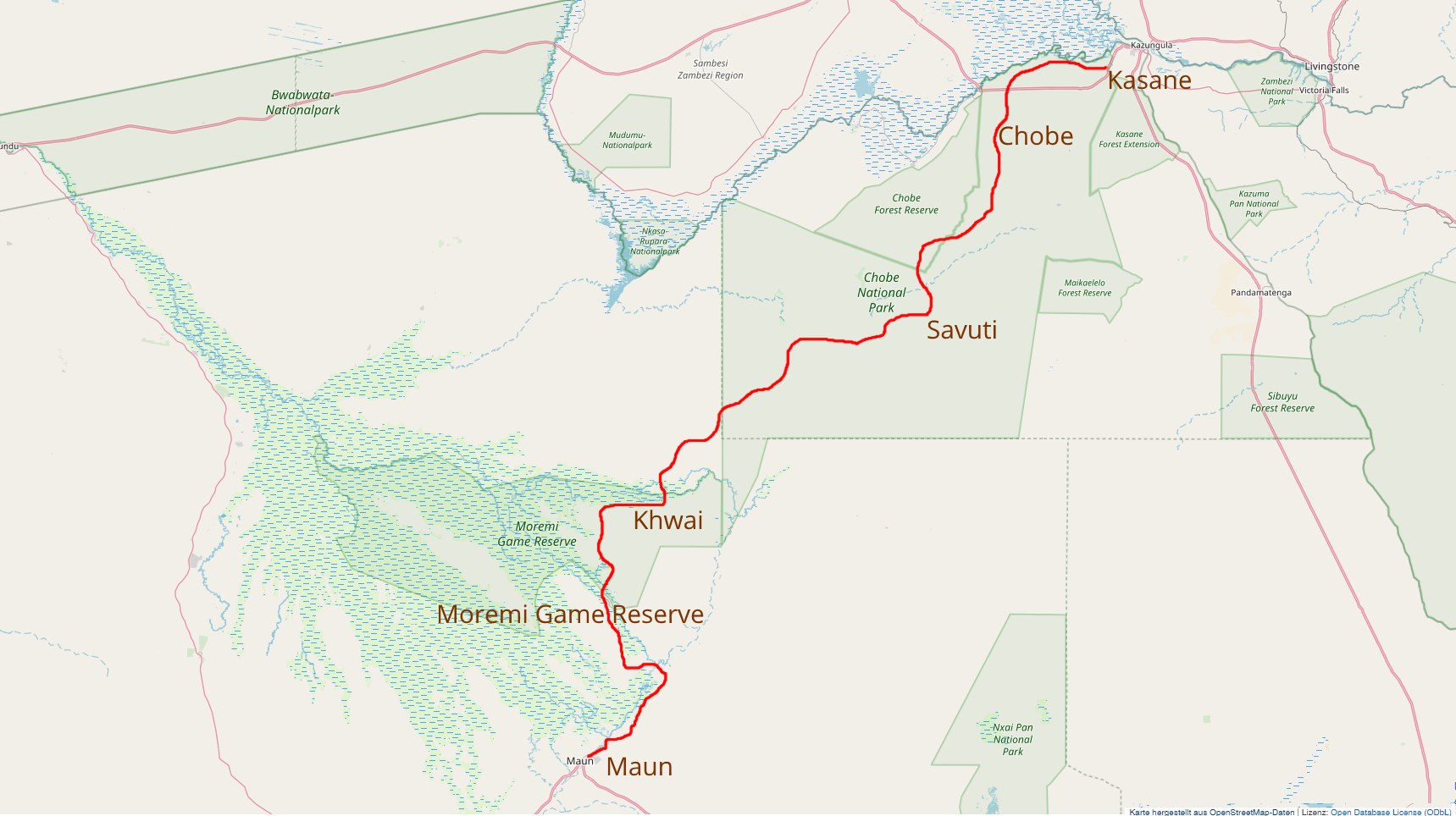 Kartensicht Hippo Route