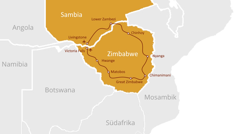 Route Sambia und Simbabwe
