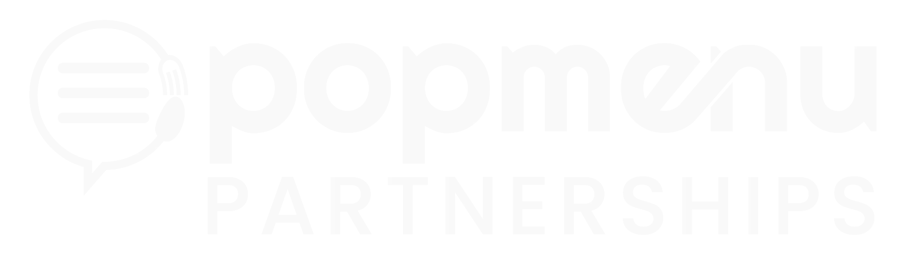 A Popmenu partnership logo consist of horizontal Popmenu logo and the word "partnership" below it.