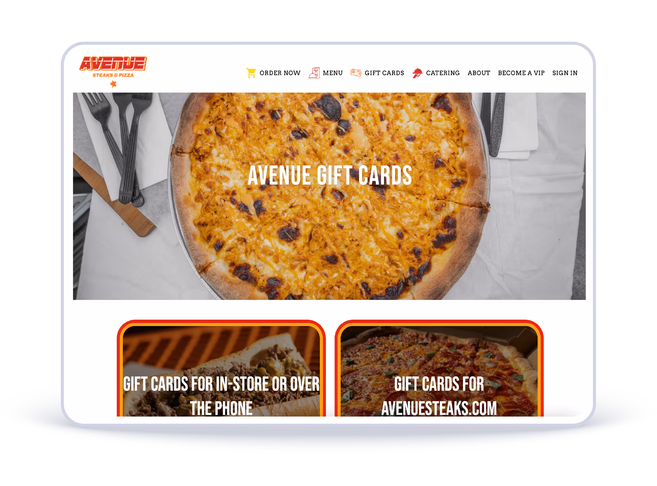 avenue steaks gift cards