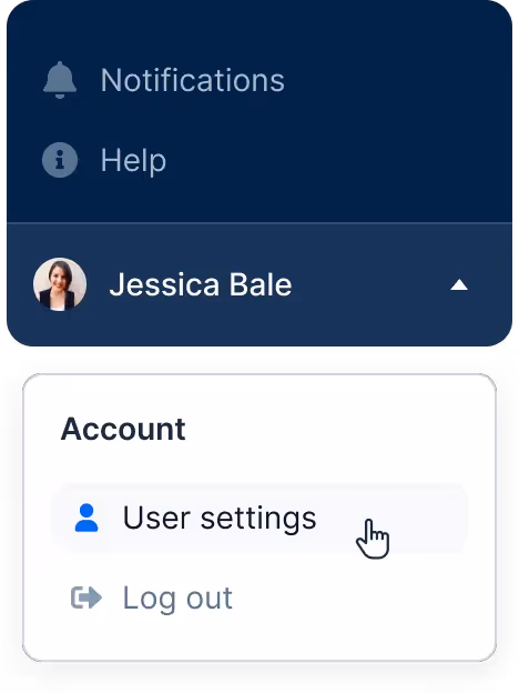 Locate the user settings menu