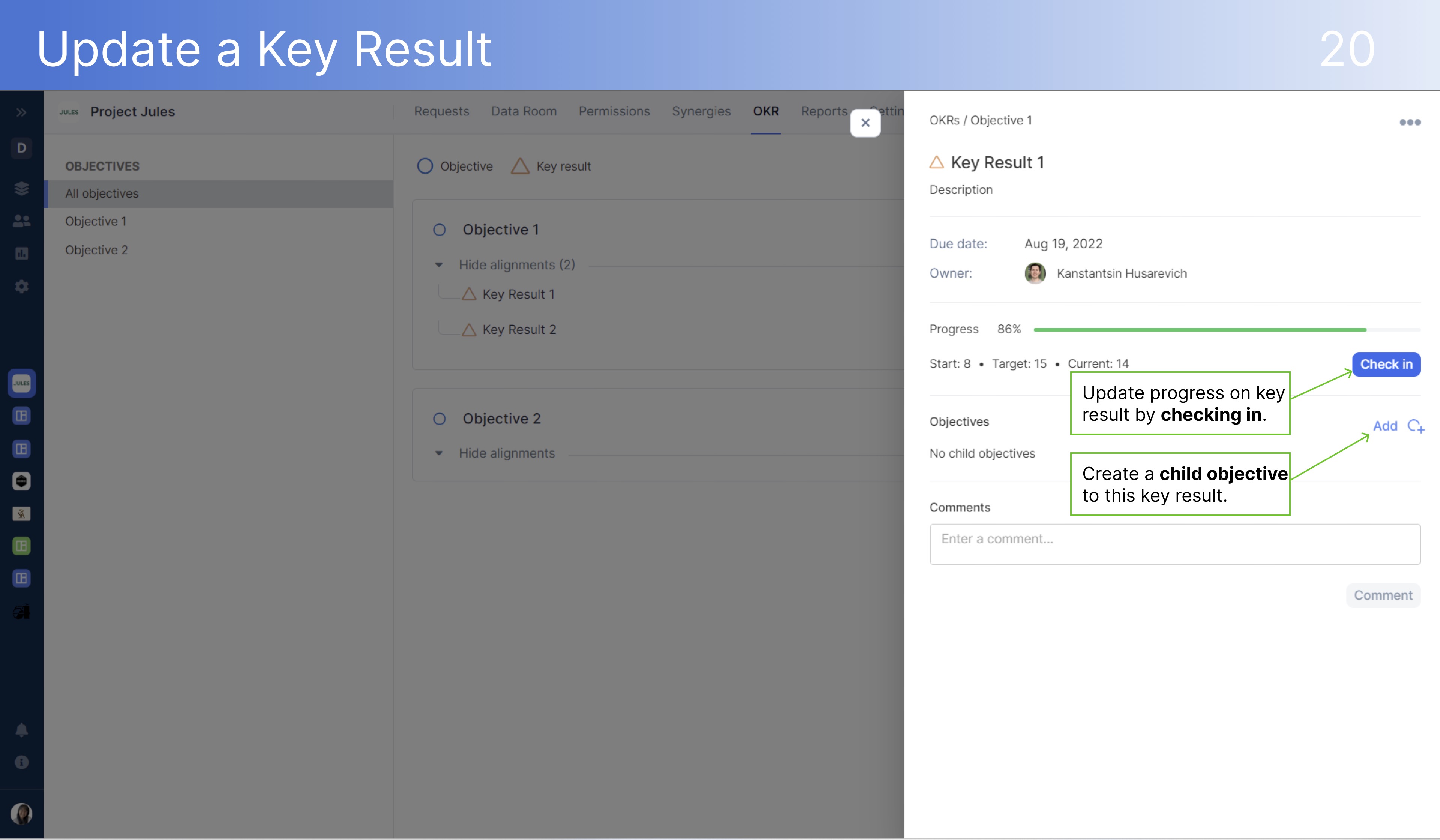 DealRoom Update a Key Result