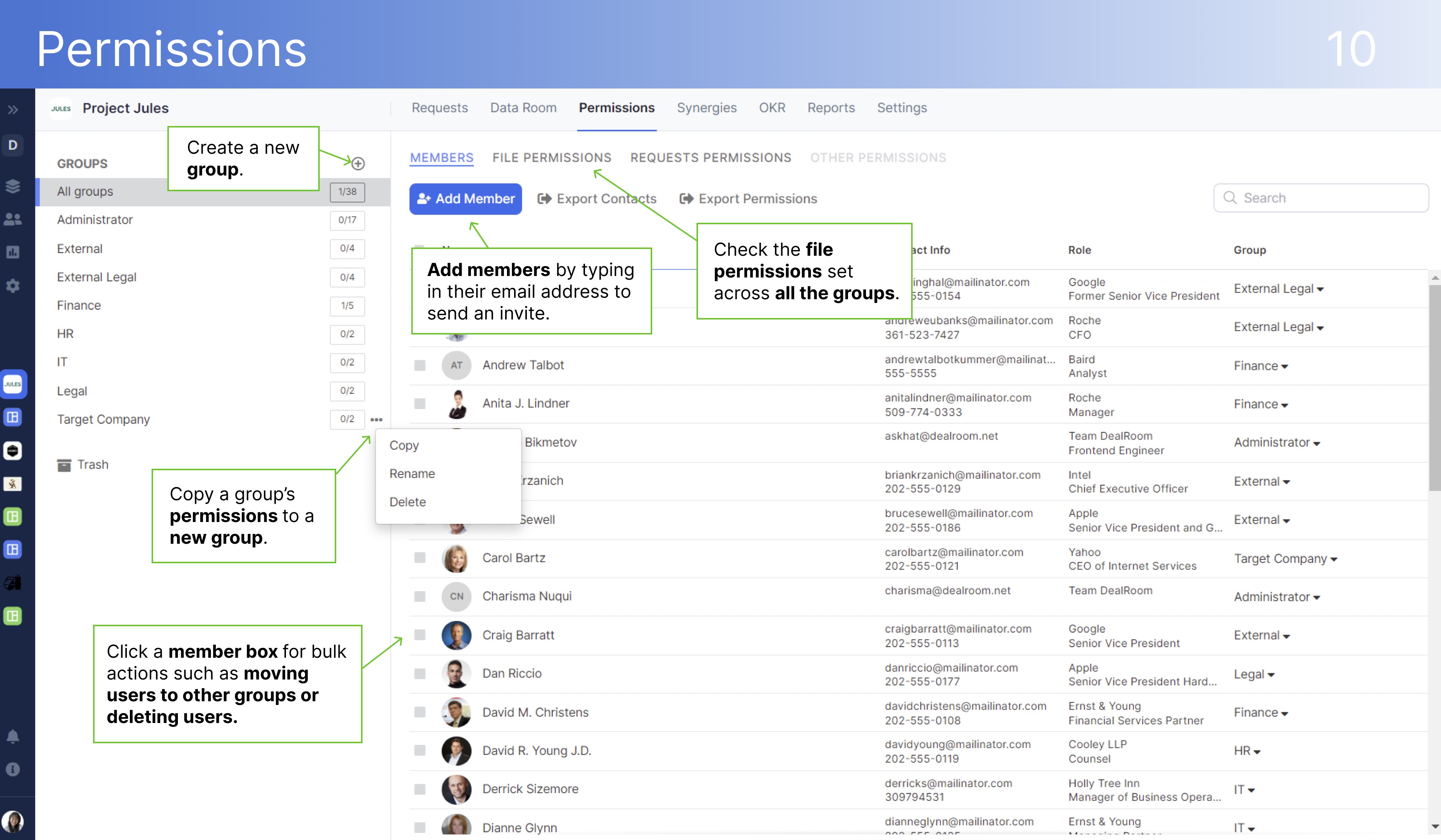 DealRoom permissions