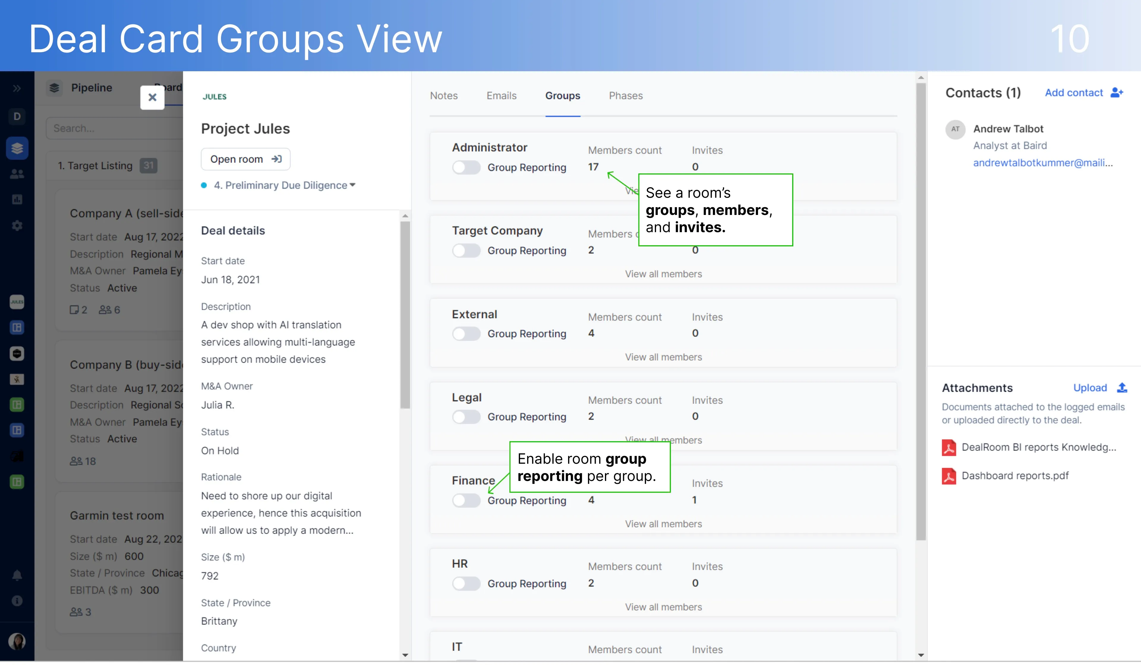 Deal Card Groups