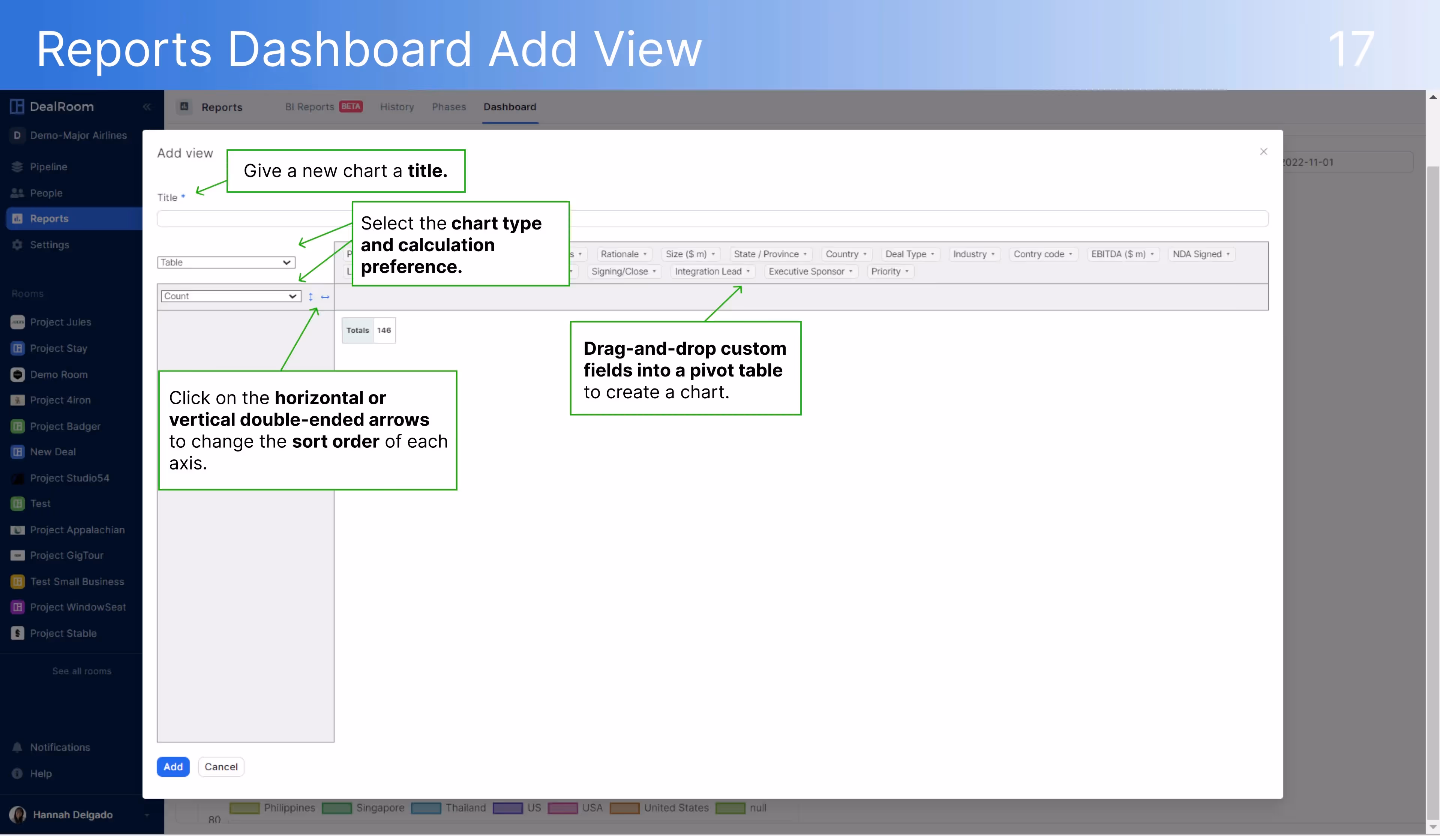 DealRoom Reports Dashboard Add View