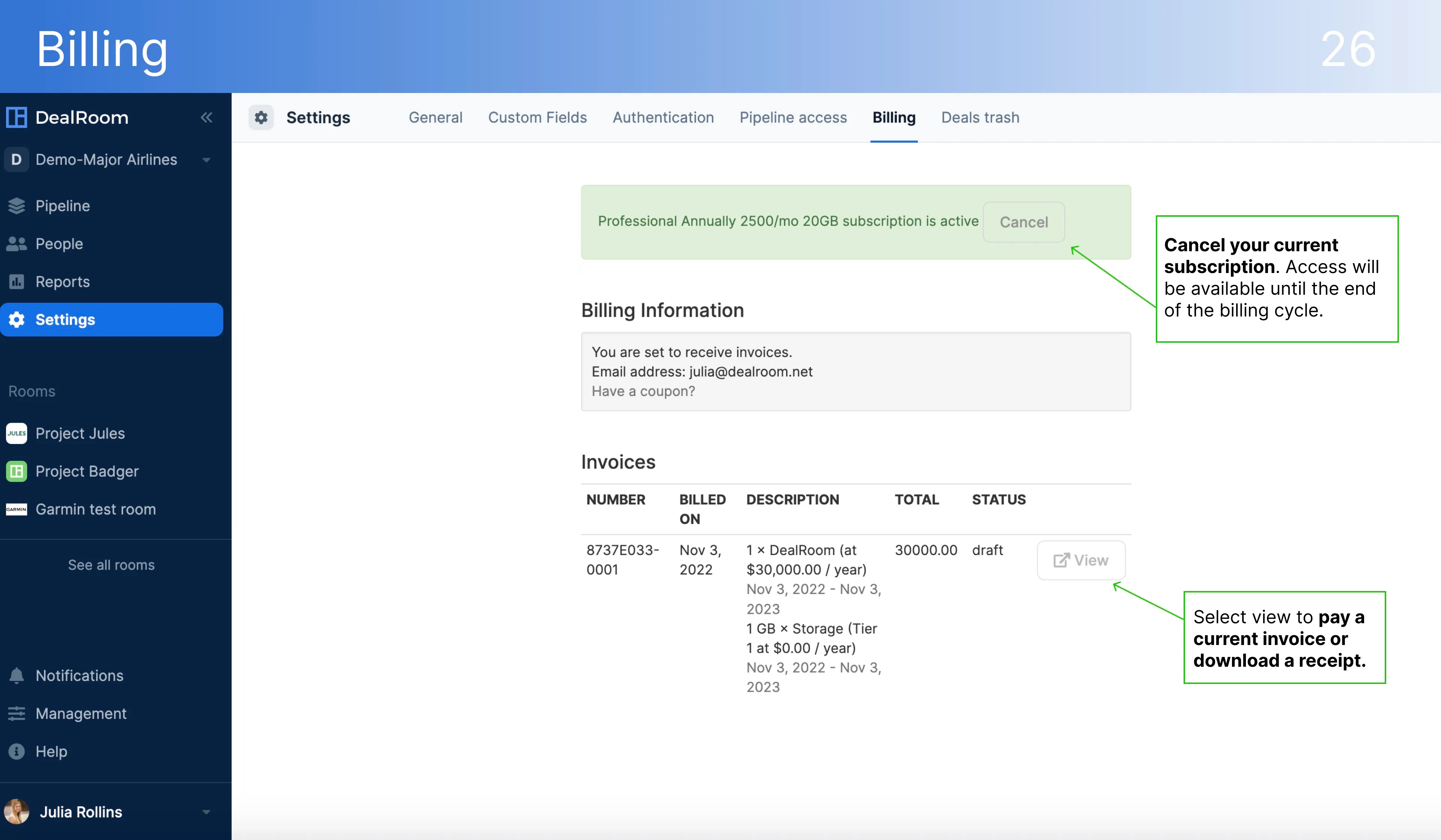 DealRoom Billing