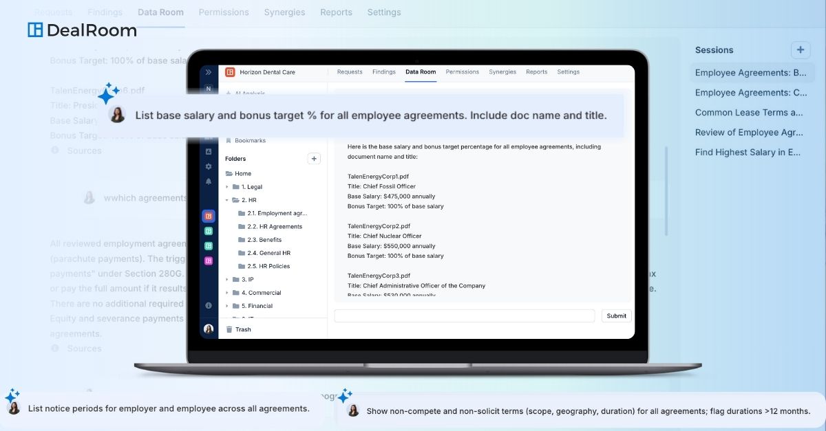 Enhanced DealRoom AI Accelerates Diligence With Deal-Level Analysis