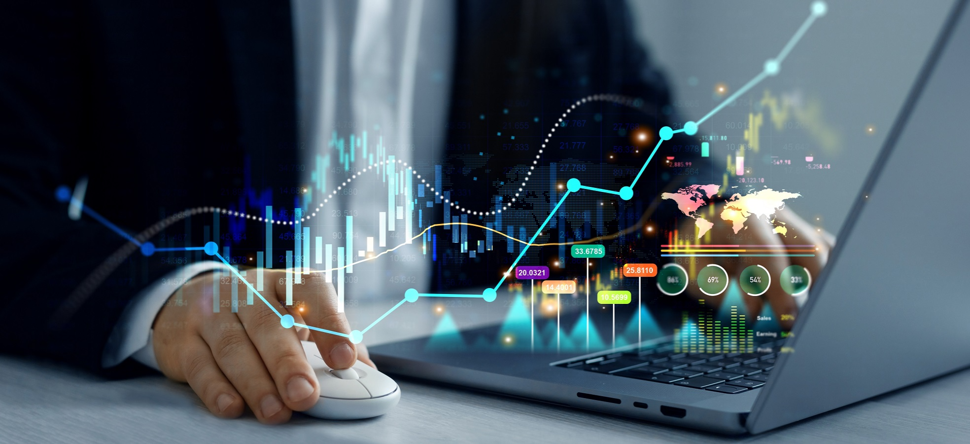 Financial performance charts and analytics used in financial due diligence for M&A